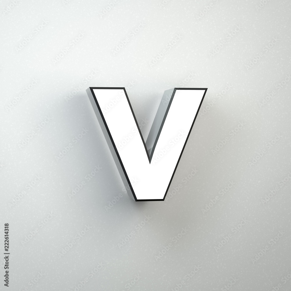 Wall sign letter V lowercase neon font isolated on white wall. Wall sign letter V lowercase neon font isolated on white wall.