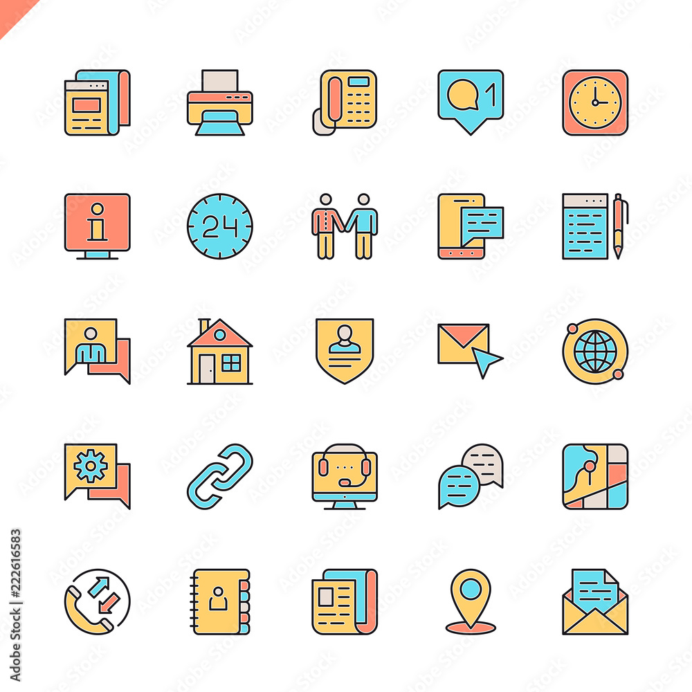 Flat line contact us icons set for website and mobile site and apps. Outline icons design. 48x48 Pixel Perfect. Linear pictogram pack. Vector illustration. Flat line contact us icons set for website and mobile site and apps. Outline icons design. 48x48 Pixel Perfect. Linear pictogram pack. Vector illustration.