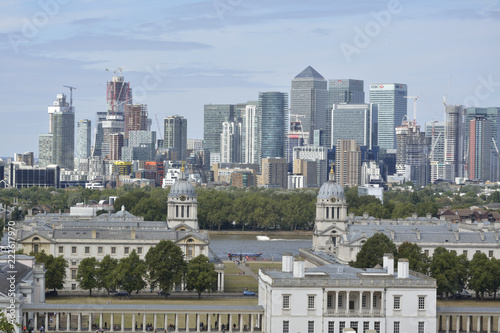 City of London with blue sky background