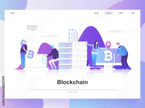 Blockchain modern flat design concept. Landing page template. Modern flat vector illustration concepts for web page, website and mobile website. Easy to edit and customize.
