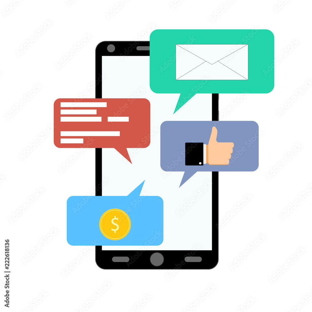 Notification on smartphone, like, salary, message Notification on smartphone, like, salary, message