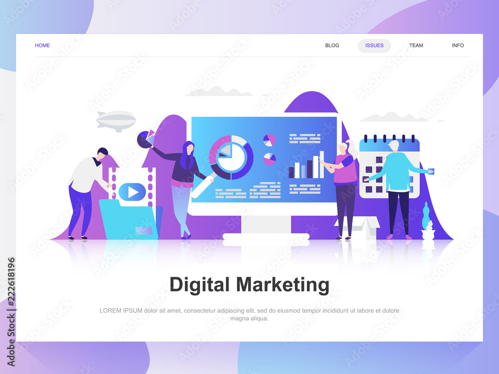 Digital marketing modern flat design concept. Landing page template. Modern flat vector illustration concepts for web page, website and mobile website. Easy to edit and customize.