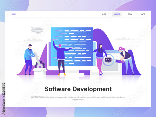 Software development modern flat design concept. Landing page template. Modern flat vector illustration concepts for web page, website and mobile website. Easy to edit and customize.