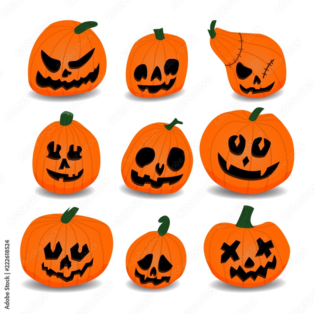 Set of Halloween pumpkins