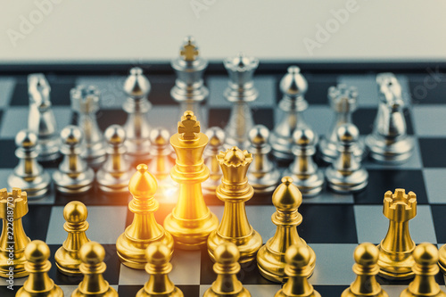 Chess game stand on chessboard Concept for company strategy,business victory or decision the path to success.