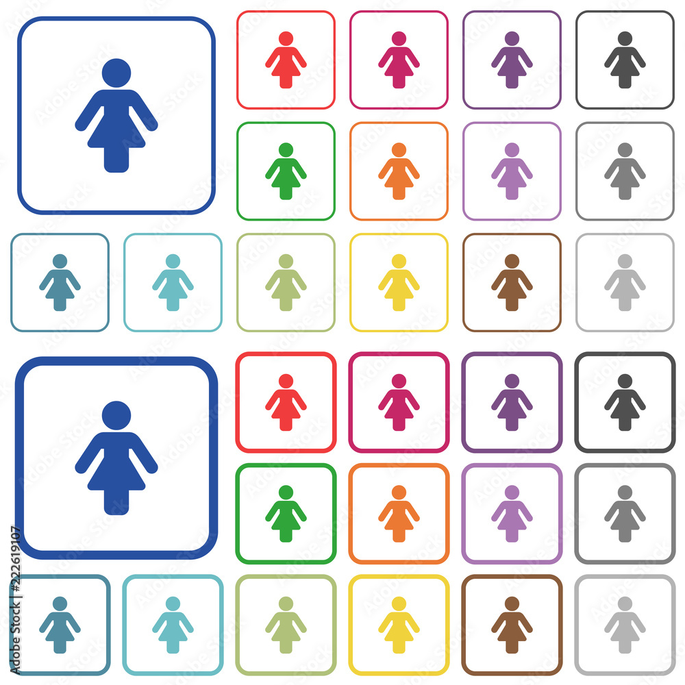 Female sign outlined flat color icons