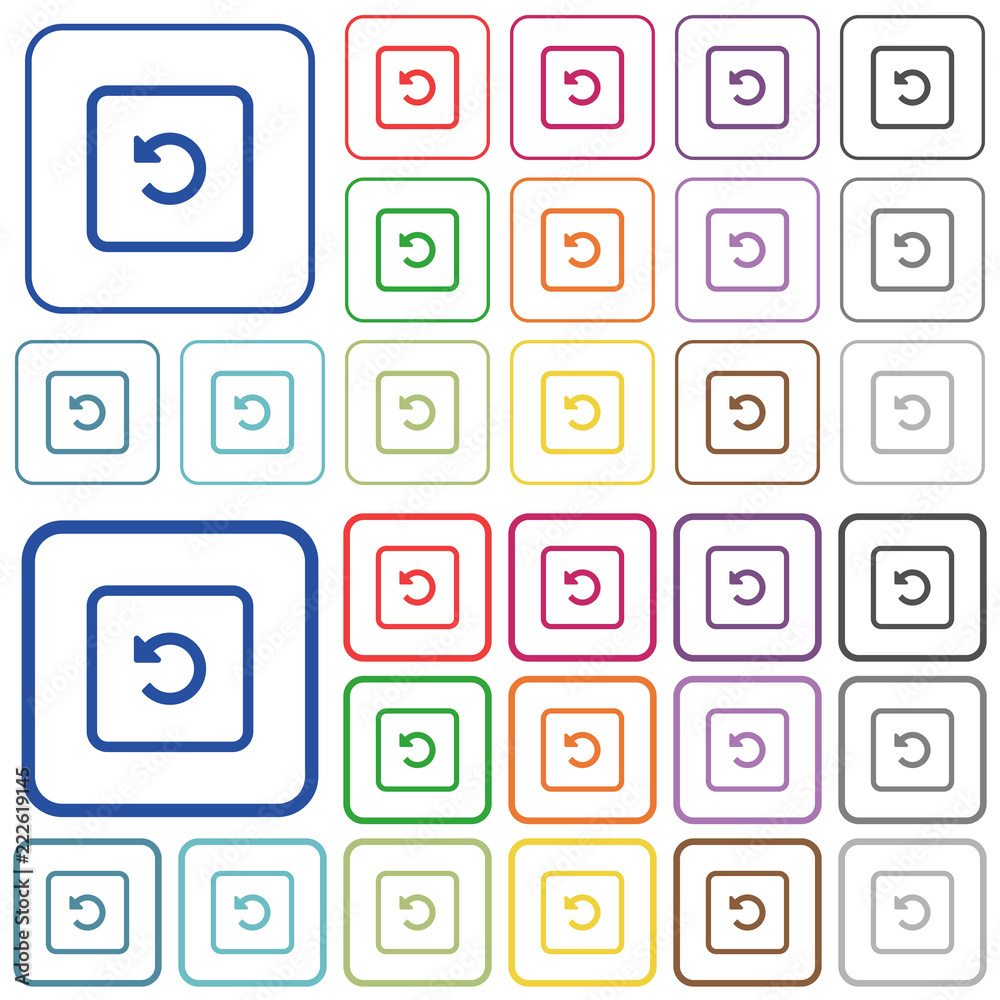 Rotate object left outlined flat color icons Rotate object left outlined flat color icons