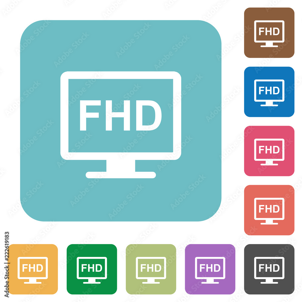 Full HD display rounded square flat icons Full HD display rounded square flat icons