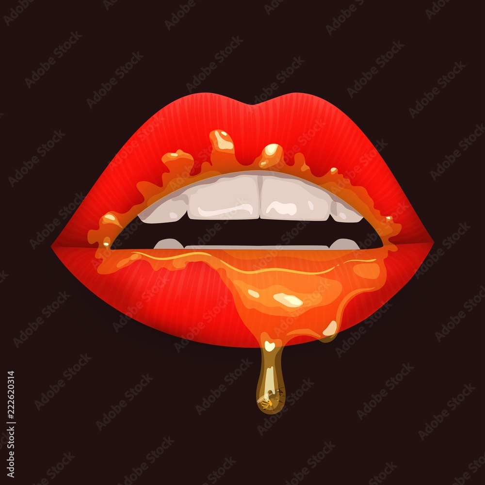 Honey dripping lips Stock Vector Adobe Stock
