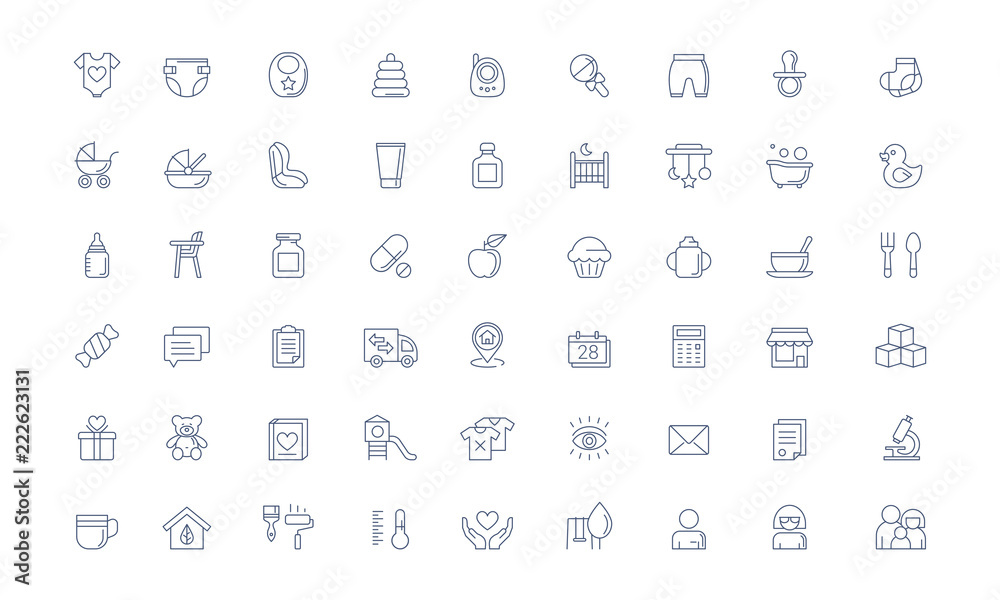 Baby Registry Vector line icon set Baby Registry Vector line icon set