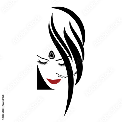 
Illustration depicting a woman's face with Indian ornaments