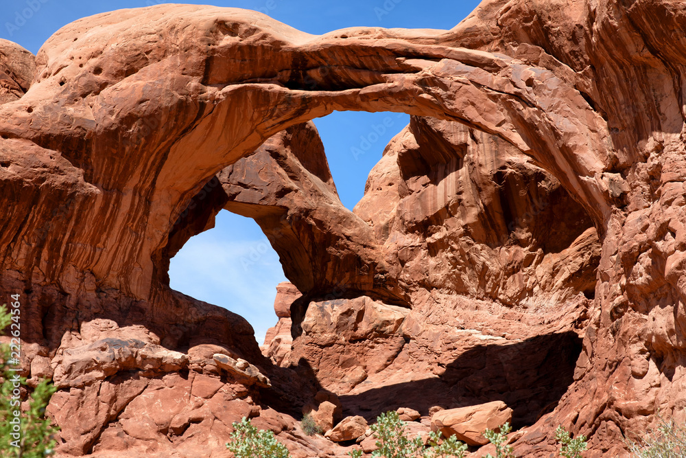 Double arch in Utah park during summer time