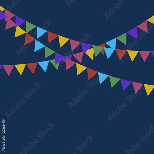 Vector party flags for decoration. Festive flags. Holiday background. Carnival 