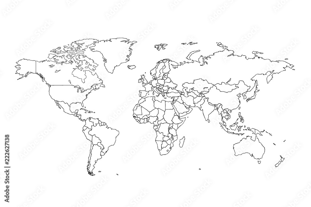 World map vector. Contour of world map Stock Vector | Adobe Stock