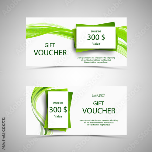Gift voucher in green design with wavy lines