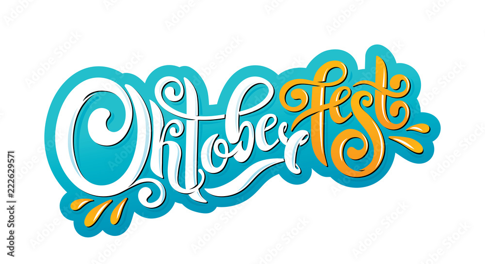 Obraz premium Oktoberfest handwritten lettering header. Oktoberfest typography title vector design