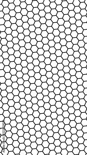 Black honeycomb on a white background. Isometric geometry. Vertical image orientation. 3D illustration