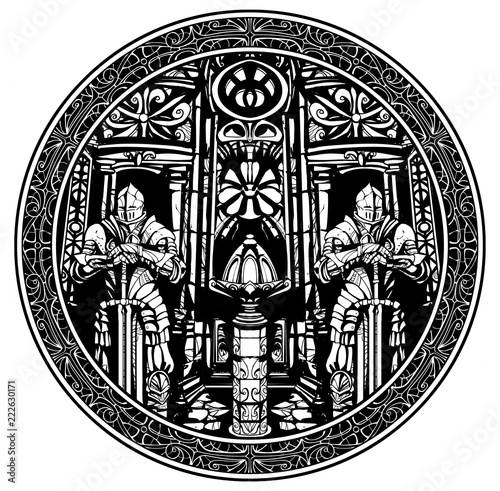 Quadro su tela Knights guard the Shrine in the Cathedral