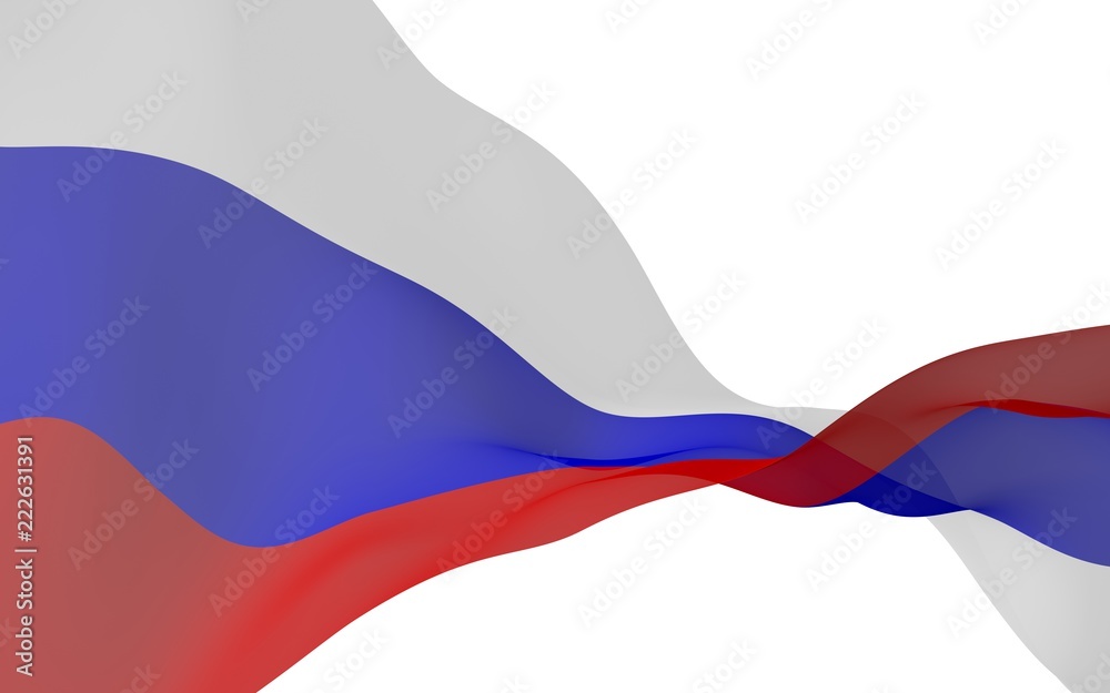 Naklejka premium Waving flag of the Russian Federation. The National. State symbol of the Russia. 3D illustration