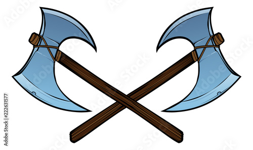 A crossed pair of Viking axes graphic illustration 