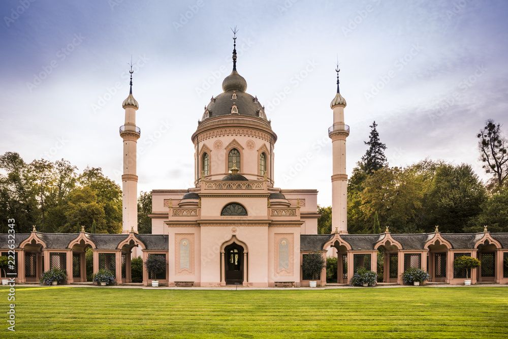 Mosque in Schwetzingen Palace gardens. Schwetzingen, Baden-Wuerttemberg, Germany, Europe
