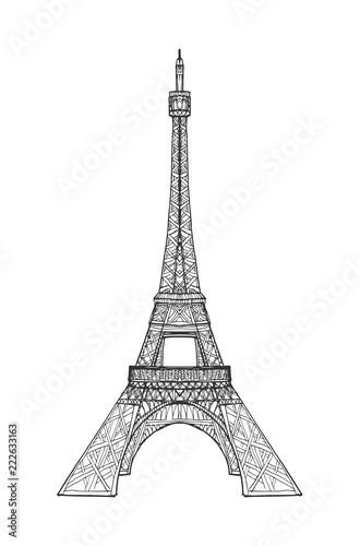 Fototapeta Naklejka Na Ścianę i Meble -  Eiffel Tower in flat style isolated on white background.