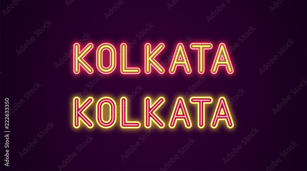 Obraz premium Neon name of Kolkata city in India
