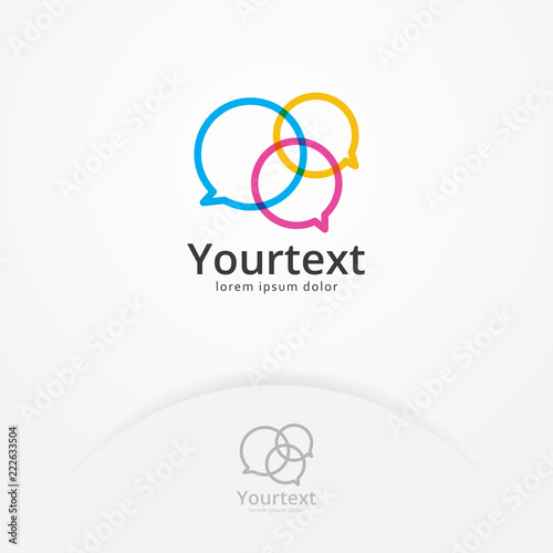 Communication logo, Vector logo or icon of the application chatting and discussion in line style and multi colored. Technology and forum logo template