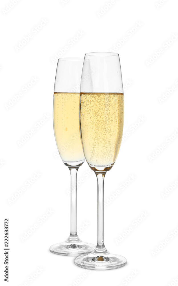 Glasses of sparkling champagne isolated on white Glasses of sparkling champagne isolated on white