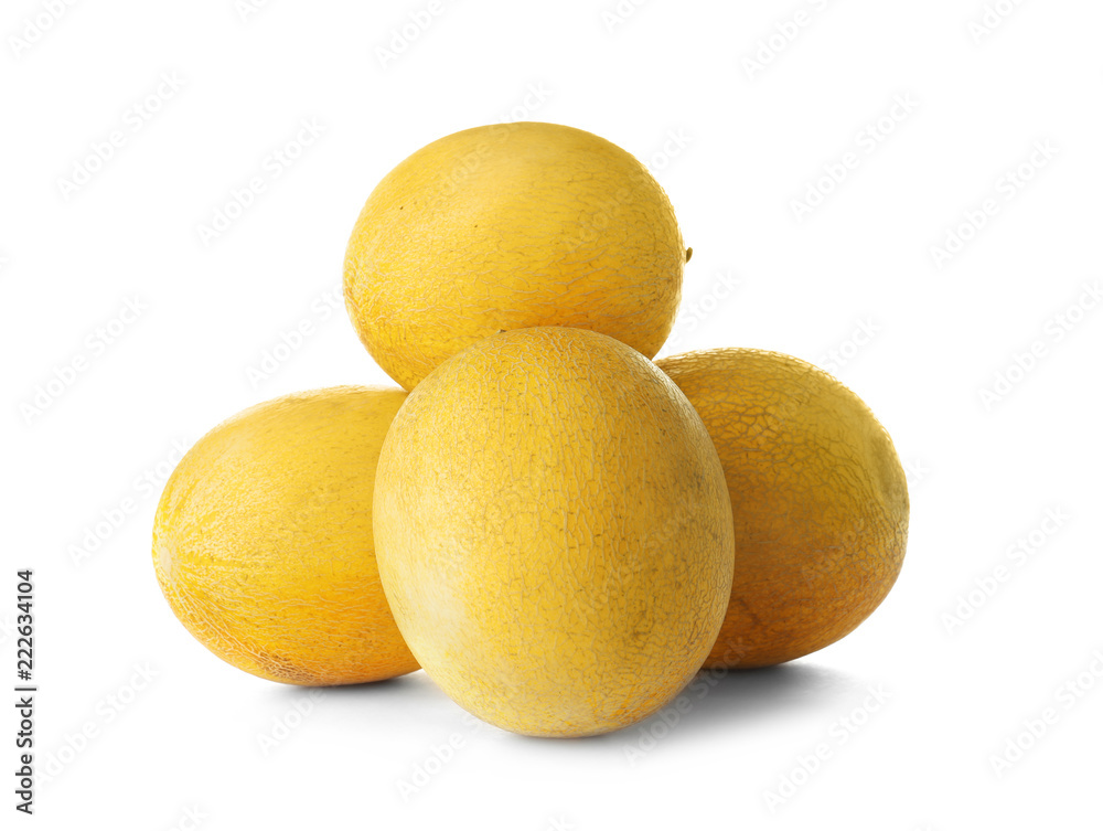 Whole tasty ripe melons on white background Whole tasty ripe melons on white background