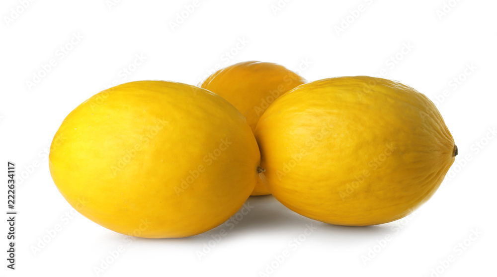Whole tasty ripe melons on white background Whole tasty ripe melons on white background