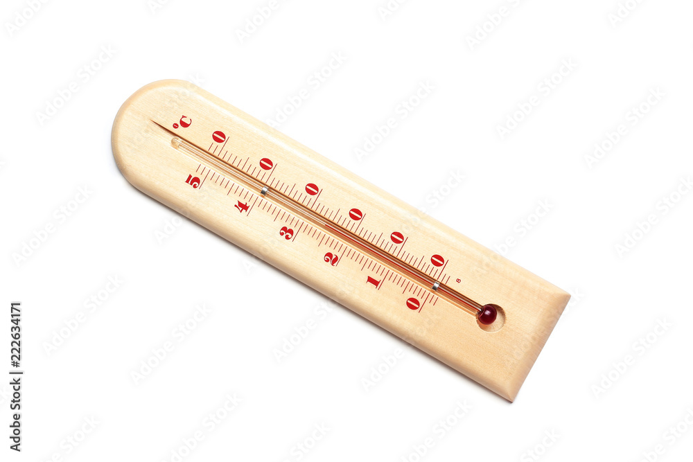 Weather thermometer on white background, top view Weather thermometer on white background, top view