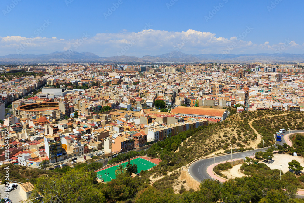 View from  Santa Barbara Castle to Alicante downtown, Spain