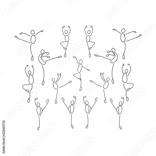 stick man dancing ballet vector for web