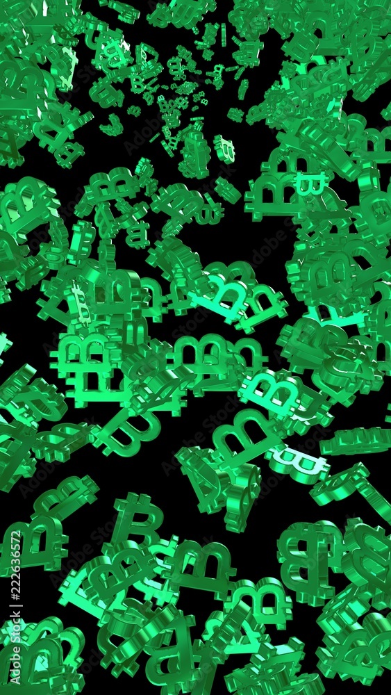 Digital currency symbol Bitcoin on a dark background. Fall of bitcoin. Cryptocurrency graph on virtual screen. Business, Finance and technology concept. 3D illustration Digital currency symbol Bitcoin on a dark background. Fall of bitcoin. Cryptocurrency graph on virtual screen. Business, Finance and technology concept. 3D illustration