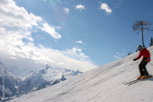 Snow Skiing hiking and hang gliding