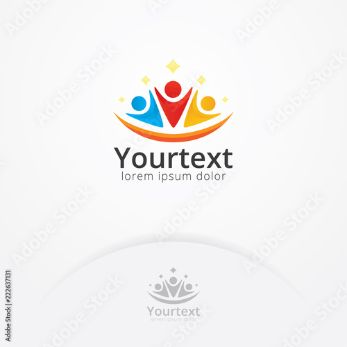 Human social logo, Vector logo of community and people. A symbol of cooperation and success, People logo template