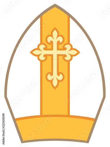 Obraz na plátne Bishop Mitre (Miter) vector illustration