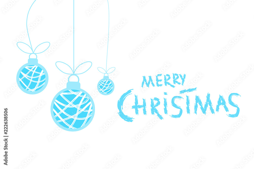 Merry Christmas brush handwritten lettering. Vector illustration.