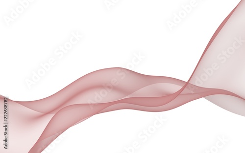 Abstract light red wave. Bright light red ribbon on white background. Abstract red smoke. Light red scarf. Raster air background. 3D illustration