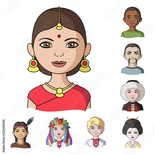 The human race cartoon icons in set collection for design. People and nationality vector symbol stock web illustration.