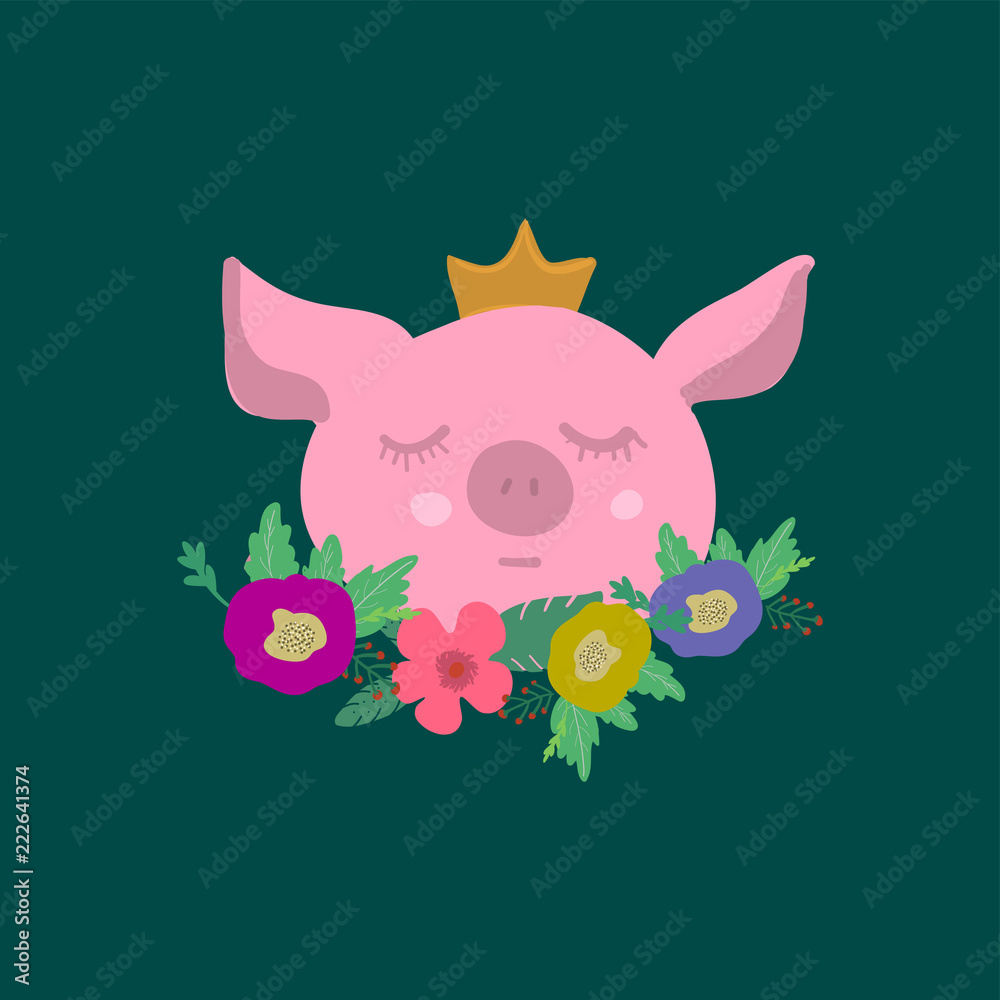Obraz premium Happy chinese new year 2019 Zodiac sign Year of the pig