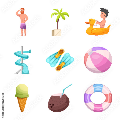 Isolated object of pool and swimming logo. Collection of pool and activity vector icon for stock.