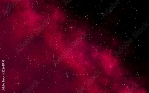 Colorful and beautiful space background. Outer space. Starry outer space texture. Templates, red background. 3D illustration