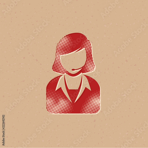 Halftone Icon - Female receptionist