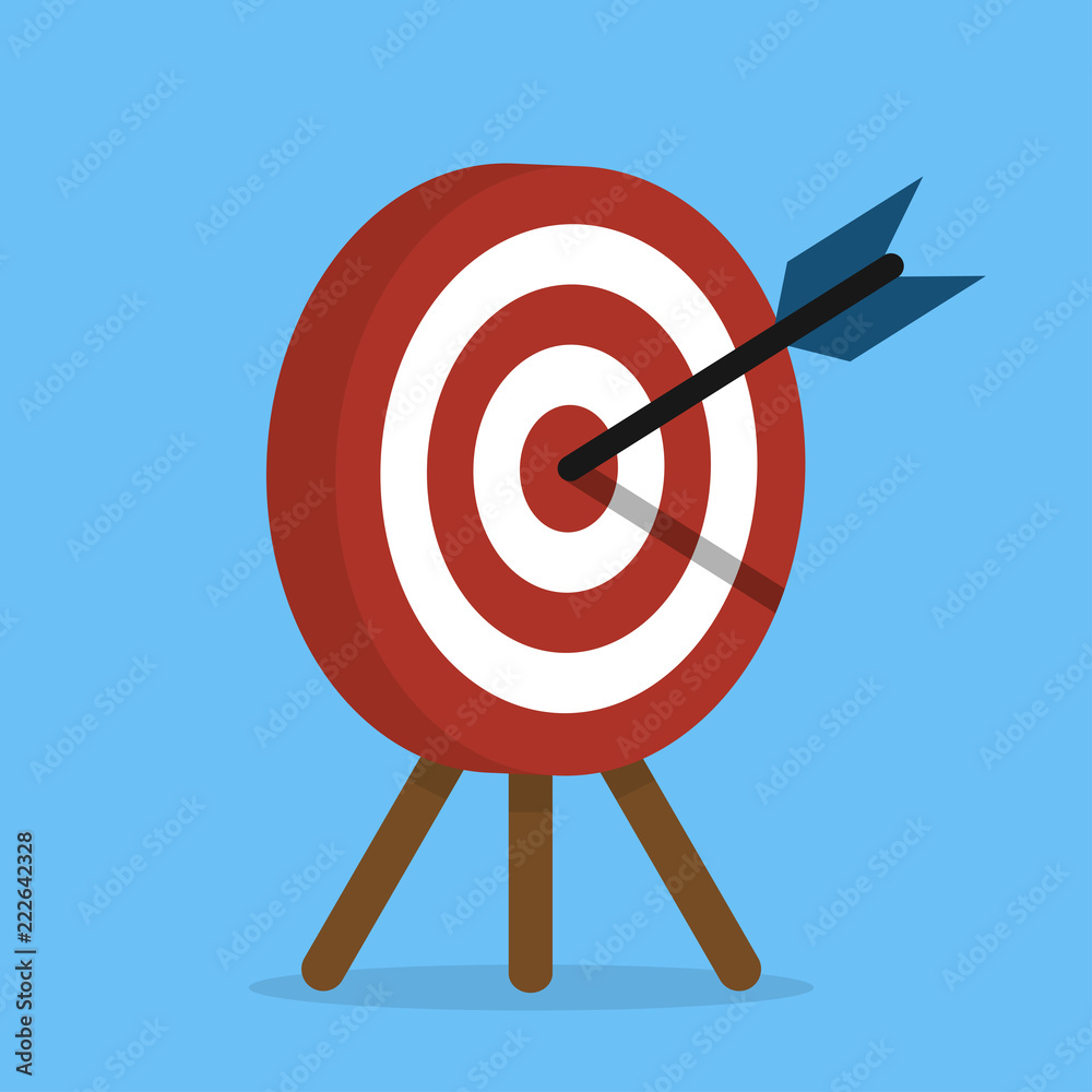 Target isometric with an arrow standing on a tripod. Vector illustration Target isometric with an arrow standing on a tripod. Vector illustration