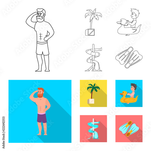 Isolated object of pool and swimming logo. Collection of pool and activity stock vector illustration.