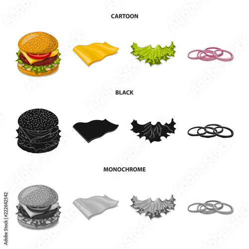 Vector illustration of burger and sandwich symbol. Set of burger and slice stock symbol for web.