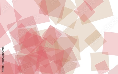 Multicolored translucent squares on white background. Red tones. 3D illustration