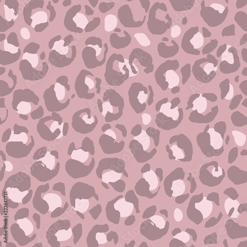 Vector illustration leopard print seamless pattern. Purple hand drawn background.